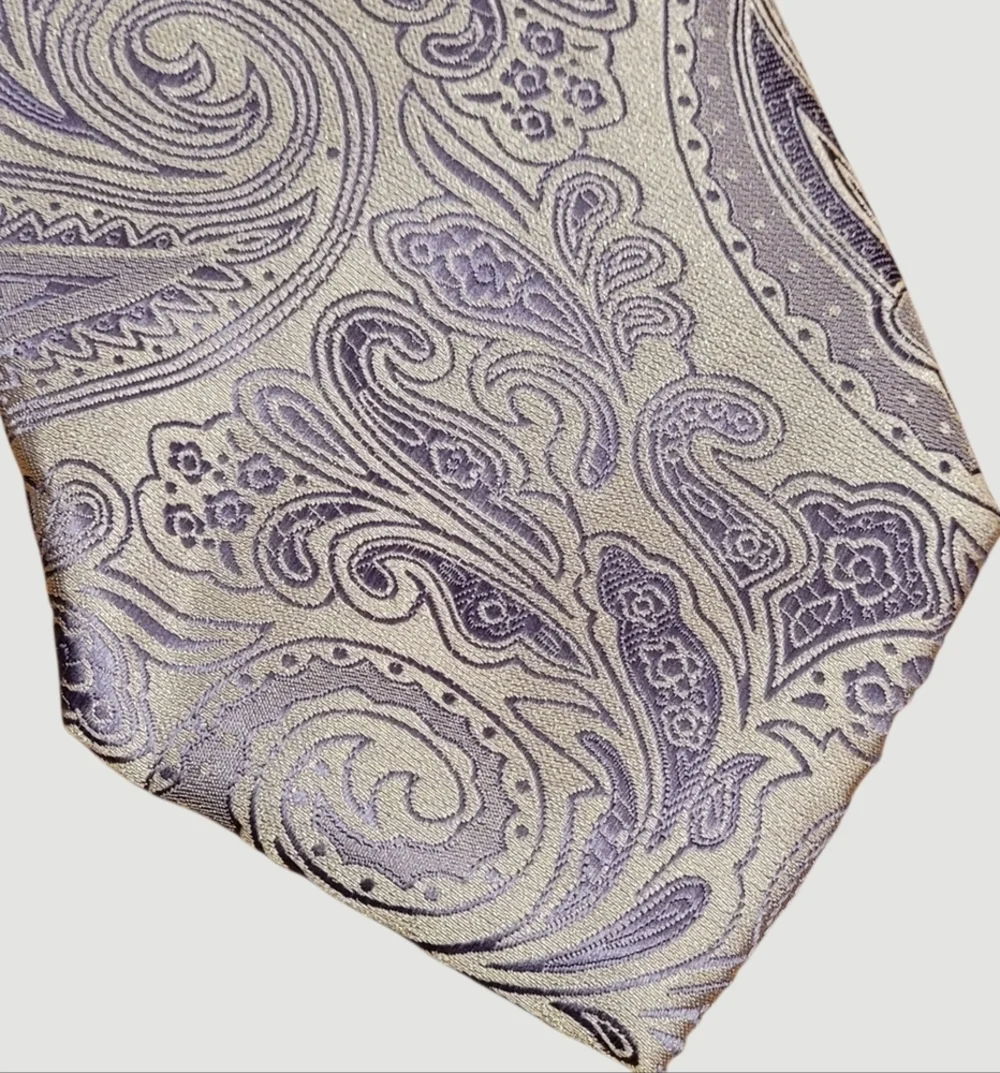 NWT Barry Wang Hand Made 100% Silk Men’s Neck Tie Lavender Paisley Purple T57